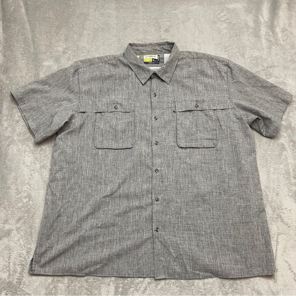 Magellan Mag Wick Angler Fit Vented Fishing Shirt Gray Men's 3XL Short Sleeve